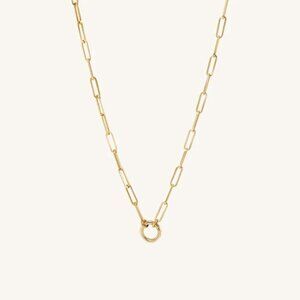 Mejuri Paperclip Chain Charm Necklace 18", 14K Yellow Gold